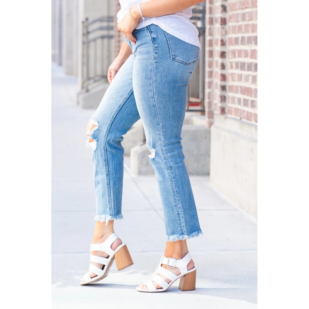 PAIGE Verdugo Ankle Skinny Jeans Blue Distressed Raw Hem Womens 29 - Picture 1 of 10